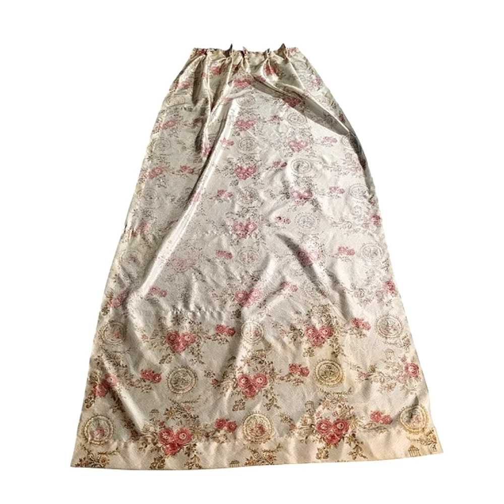 Vintage Floral Rose Satin Curtain Panel - Cottagecore Decor birdhouse